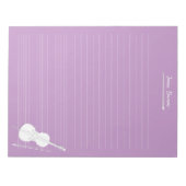 White Cello & Bow Personalisiert Music Class Lilac Notizblock (Vorderseite)