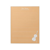 White Cello & Bow Personalisiert Music Class Orang Notizblock (Rotiert)