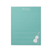 White Cello & Bow Personalisierte Musik Notizblock (Rotiert)