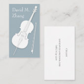 White Cello & Bow Slate Gray String Player Visitenkarte (Vorne/Hinten)