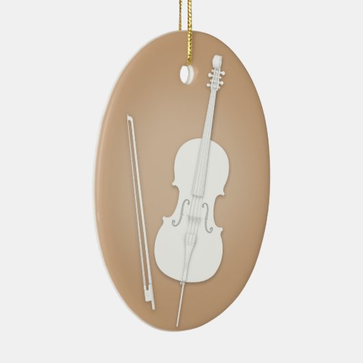 White Cello mit Bow Custom Brown Music Keramik Ornament (Rechts)