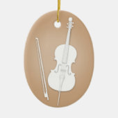 White Cello mit Bow Custom Brown Music Keramik Ornament (Vorne)