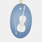White Cello mit Bow Custom Dark Blue Music Keramik Ornament (Links)