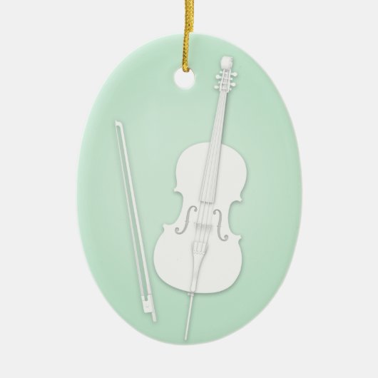 White Cello mit Bow Custom Minze Music Keramik Ornament (Vorne)