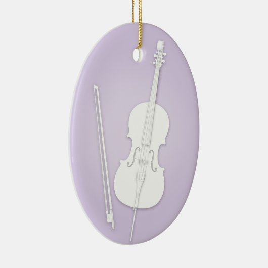 White Cello mit Bow Lavender Custom Music Keramik Ornament (Rechts)