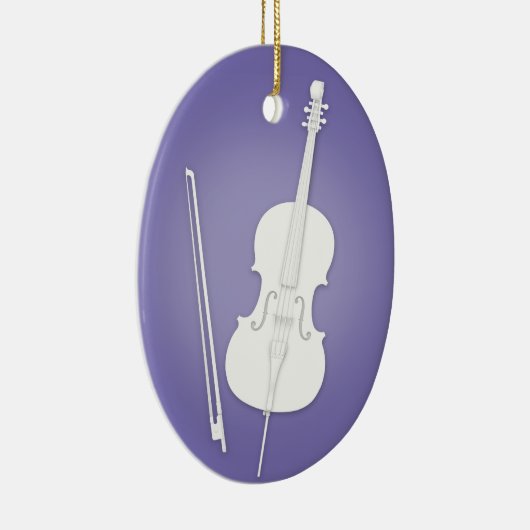 White Cello mit Bow Lila, benutzerdefinierte Musik Keramik Ornament (Rechts)