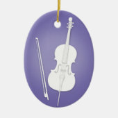 White Cello mit Bow Lila, benutzerdefinierte Musik Keramik Ornament (Vorne)