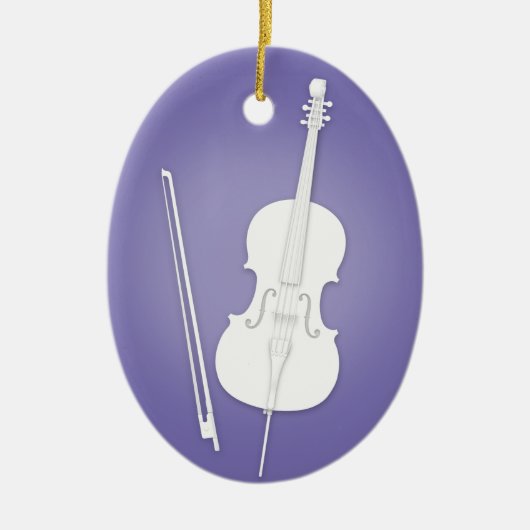 White Cello mit Bow Lila, benutzerdefinierte Musik Keramik Ornament (Vorne)