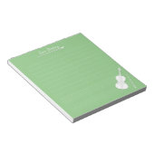 White Cello Personalisiert Music Lesson Pea Green Notizblock (angewinkelt)