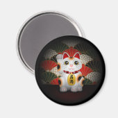 White Ceramic Maneki Neko Magnet (Vorderseite/Rückseite)