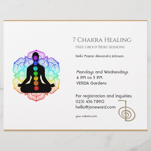 White Chakra Energy Healer Reiki Horizontal Flyer (Vorne)