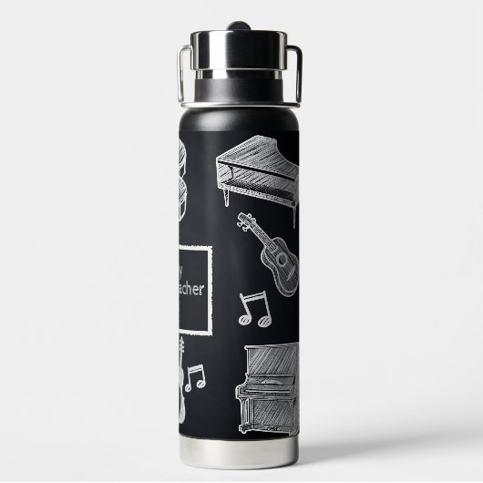 White Chalk Blackboard Grundschullehrer Trinkflasche (Hinten)