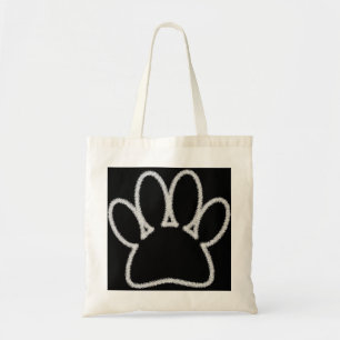White Chalk Line Dog Paw Print Tragetasche