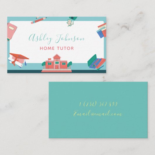 White Chalkboard Blackboard Zuhause Tutor Lehrer Visitenkarte (Vorne/Hinten)