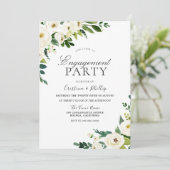 White Champagne Blume Elegante Engagement Party Einladung (Stehend Vorderseite)