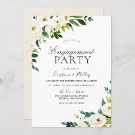 White Champagne Blume Elegante Engagement Party Einladung