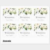 White Champagne Blume Wedding Herzlichen Dank Quadratischer Aufkleber (Blatt)