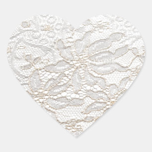 White Chantilly Lace Herz-Aufkleber