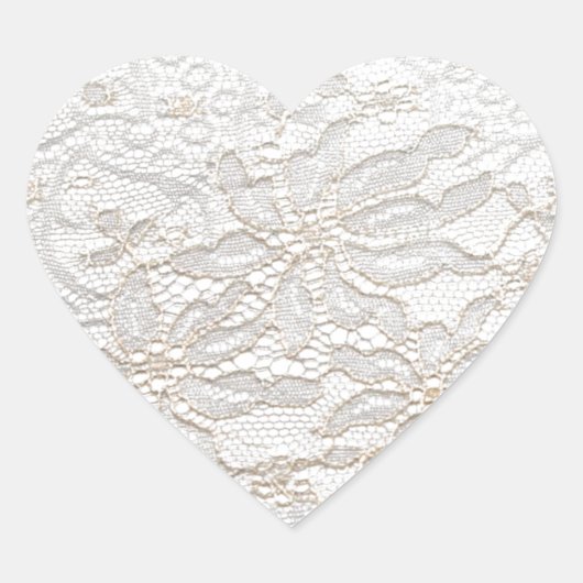 White Chantilly Lace Herz-Aufkleber (Vorderseite)