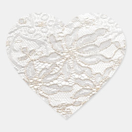 White Chantilly Lace Herz-Aufkleber