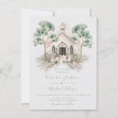 White Chapel in the Eucalyptus Wedding invitations Einladung (Vorderseite)