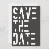 White Charcoal 70er Retro Stripes Wedding Save The Date (Rückseite)