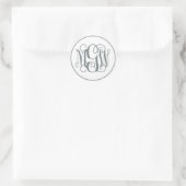 White Charcoal Vine Script Monogram, DIY BG Runder Aufkleber (Tasche)