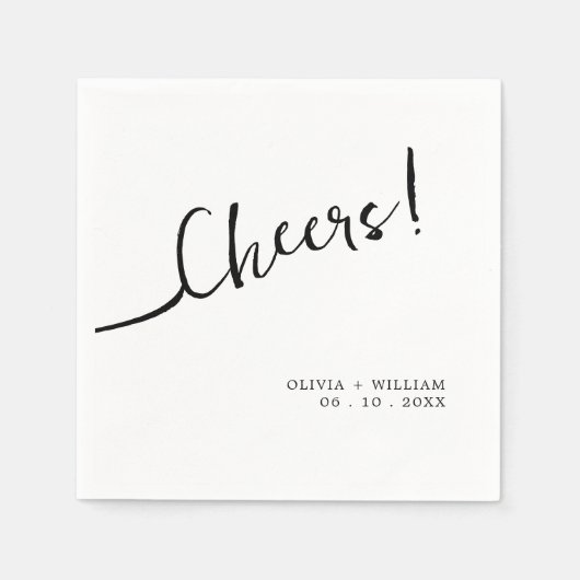 White Cheers Moderner Hochzeitcocktail Napkins Serviette (Vorderseite)