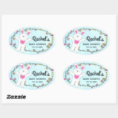 White Cheful Bunny Woodland Blue Umschlag Aufklebe Ovaler Aufkleber (Blatt)