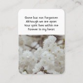 White Cheroms Memorial Pocket Keepake Visitenkarte (Vorderseite)