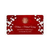 White Cherry Blossom | Chinesische Hochzeit Adressaufkleber (Vorne)