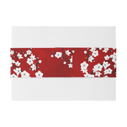 White Cherry Blossom Red Chinese Wedding Custom Einladungsbanderole (Rückseitenbeispiel)