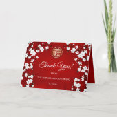 White Cherry Blossom Red Chinese Wedding Danke (Vorderseite)