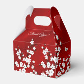 White Cherry Blossom Red | Chinesische Hochzeit Geschenkschachtel (Rückseite)