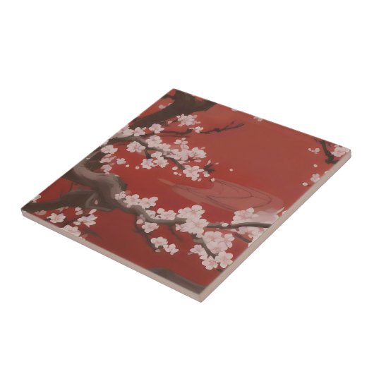 White Cherry Blossom Red Fliese (Seite)