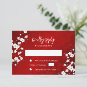 White Cherry Blossom Red RSVP Wedding (Stehend Vorderseite)