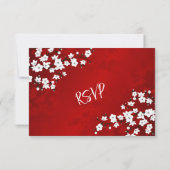White Cherry Blossom Red RSVP Wedding (Rückseite)