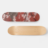 White Cherry Blossom Red Skateboard (Horizontal)