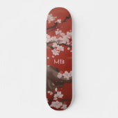 White Cherry Blossom Red Skateboard (Vorne)