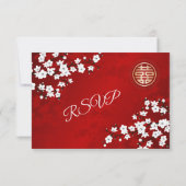 White Cherry Blossom Red UAWG Chinese Wedding RSVP Karte (Rückseite)