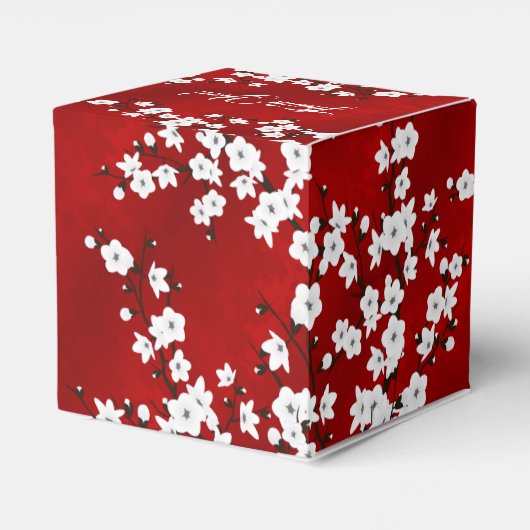 White Cherry Blossom Red Vielen Dank zum Geburtsta Geschenkschachtel (Rückseite)