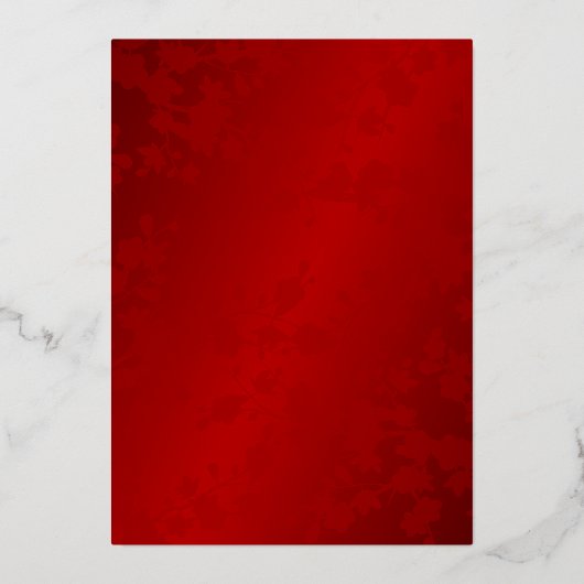 White Cherry Blossom | Rote Chinesische Hochzeit Folieneinladung (Rückseite)