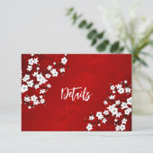 White Cherry Blossom Wedding Details Begleitkarte (Stehend Vorderseite)