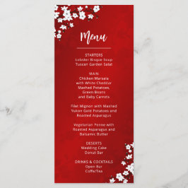 White Cherry Blossom Wedding Menu Card Menükarte