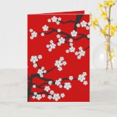 White Cherry Blossoms Sakura Spring Flowers Branch Karte (Gelbe Blume)