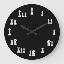 White Chess Pieces Clock Große Wanduhr