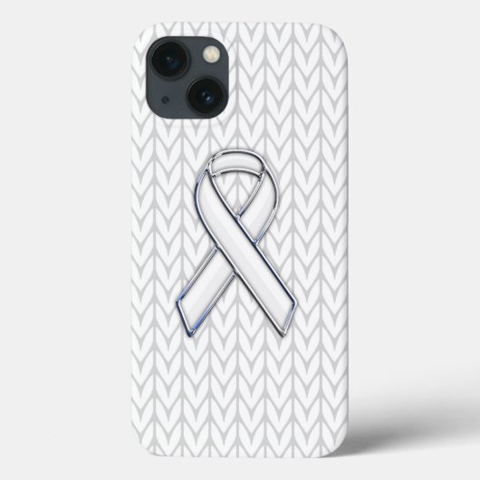 White Chevrons Strick Ribbon Awareness Print Case-Mate iPhone Hülle (Rückseite)