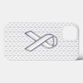 White Chevrons Strick Ribbon Awareness Print Case-Mate iPhone Hülle (Rückseite (Horizontal))
