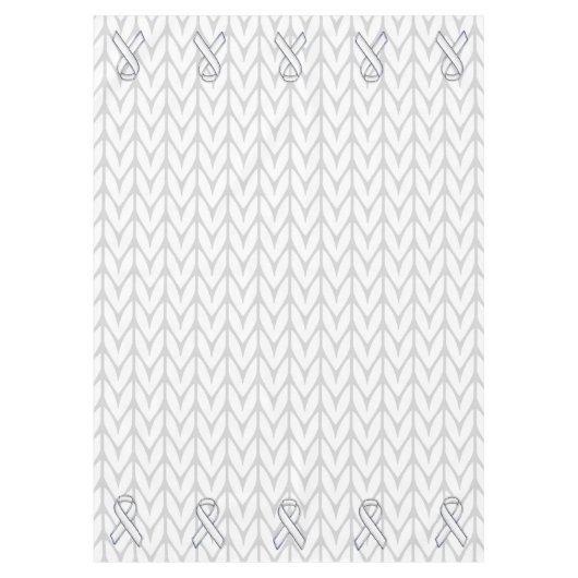 White Chevrons Strick Ribbon Awareness Print Tischdecke (Vorderseite)