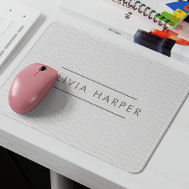 White Chic | Minimaler Lederschau Mousepad